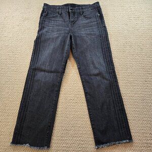 Liverpool Crystalline/Black w/Rhinestone Distressed Cropped Jeans Womens Size 32